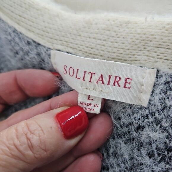 SOLITAIRE Open Cardigan Cozy Striped Duster Tribal Aztec Solitaire, womens Large - Picture 5 of 6